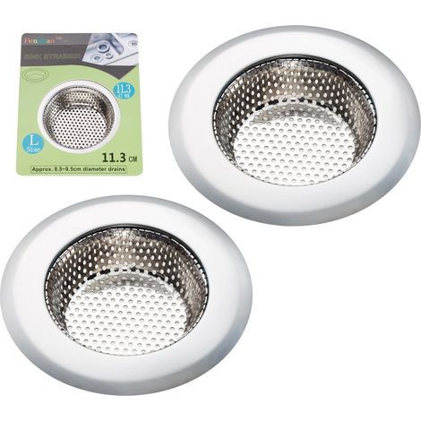 Set mit 2 Küchenspülensieben – Edelstahl, großer Rand, 11,4 cm Durchmesser (1/5)