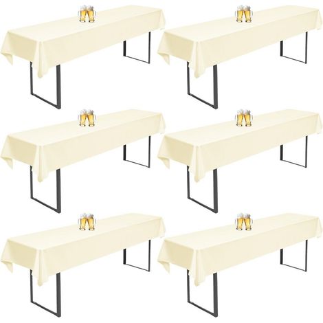 6er Set Biertisch Hussen Beige 110x260cm Waschbar für 50/70cm Tische