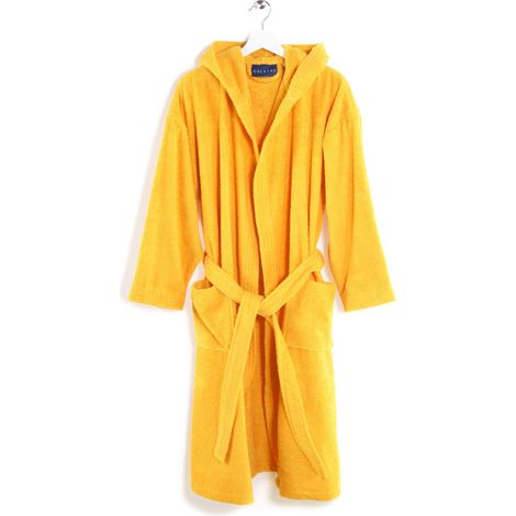 Caleffi Minorca Accappatoio con Cappuccio, Cotone , Giallo Sole, M, 75784 (1/4)