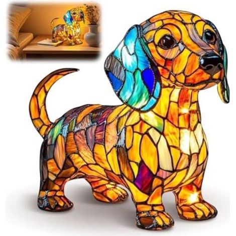 Veilleuse décorative teckel, lampe LED USB en résine, lampe chien décorative pour les amoureux des chiens, veilleuse pour la maison (1/5)