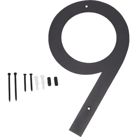 Grand numéro de maison moderne de 16 pouces, grande adresse flottante en métal pour l'extérieur et l'extérieur 9 noir. (1/2)