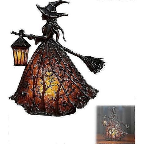 Lampada da terra strega spaventosa con la lanterna, decorazione gotica Halloween per la casa o in ufficio. (1/5)