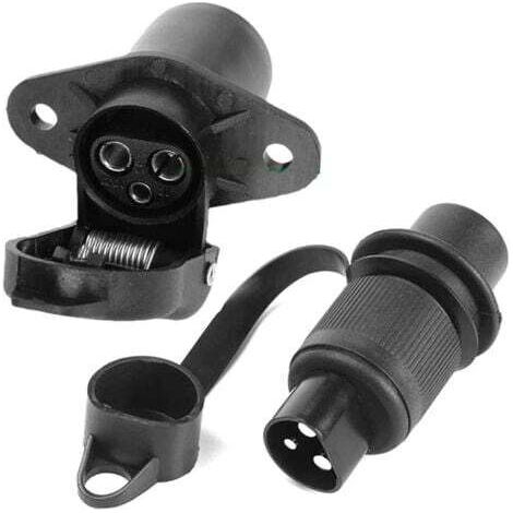 Prise Remorque et Prise pour Remorque ​3 Broches, 12V Étanche Prise De Remorque 3 Broches Femelle Male, Prise Remorque Attelage 3 Broches Convient Remorque/RV/Voiture, 2 Points De Montage (1/5)