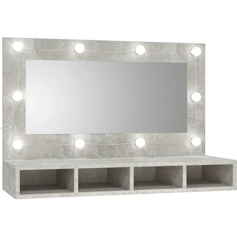 Mirror Cabinet with LED Concrete Grey 90x31.5x62 cm vidaXL