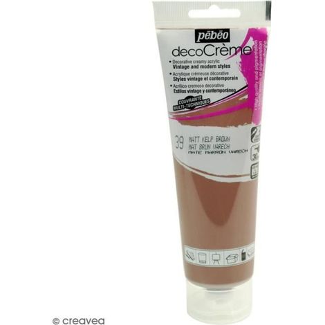 Peinture acrylique - PEBEO - DecoCrème - Brun varech - 120 ml - Finition Mat (1/2)