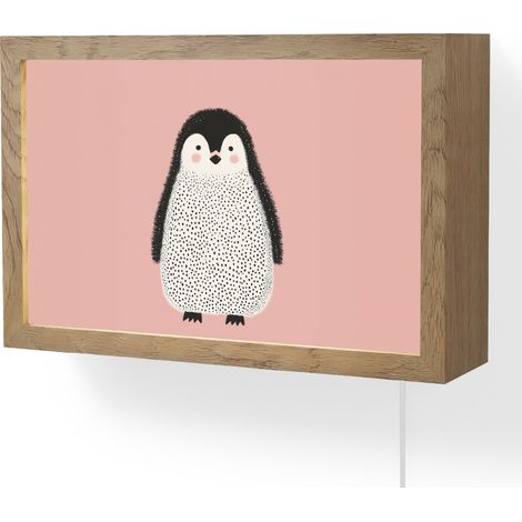 APLIQUE DE PARED Pingüino - Lunares - Minimalista - Rosa 30x20 cm
