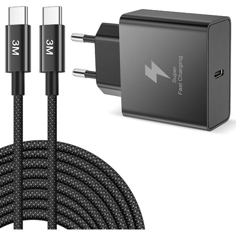Chargeur USB C 45W et Cable USB C 3M pour Samsung,Prise USB C Charge Rapide (1/5)