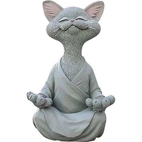 1 Statue de chat, Résine écologique, Peinture durable, 5,5x8x12,5cm, Décoration jardin intérieur (1/5)