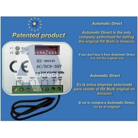 Radio Récepteur Universelle RX Multi 433-900 Mhz Compatible avec FAAC, BFT, Nice, Sommer, Kartokner . (1/4)