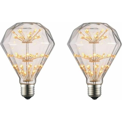 Vintage Edison LED bulb G95 Diamond Romance Retro Starlight Edison bulb 3W Decorative LED bulb for fireworks, 3W (25 watt equivalent), E26/E27 base, warm white 2300K, set of 2.- Ampo (1/4)