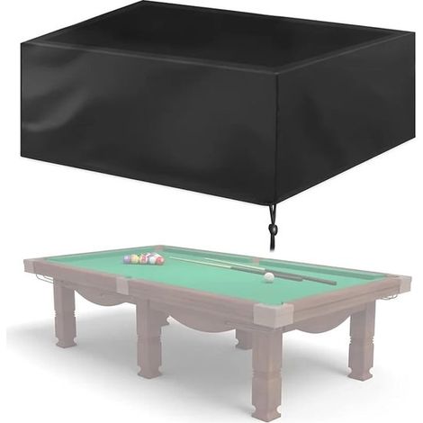 Telo di copertura per tavolo da biliardo, telo protettivo impermeabile per mobili da giardino in tessuto Oxford 210D, nero e argento, con borsa per il trasporto. Dimensioni: 287x155x82 cm. (1/5)