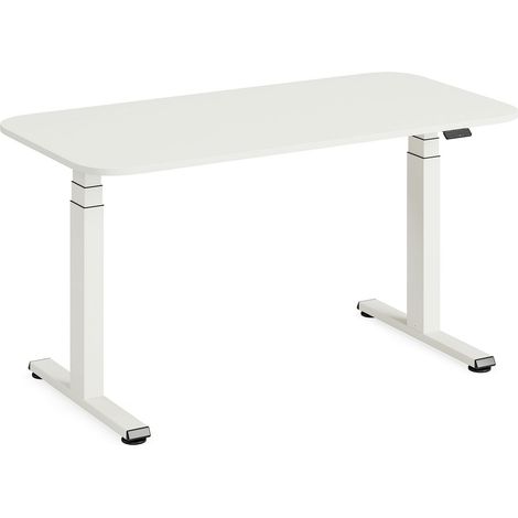 bureau réglable en hauteur avec plateau Snow et base Pearl Snow (140 x 70 cm) (1/5)