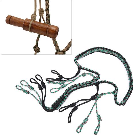 Sifflet appelant canard camouflage, accessoire de chasse en paracord vert et noir pour gibier d'eau