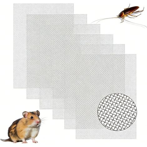 Lot de 6 feuilles de grillage en acier inoxydable pour contrôle des insectes et des rongeurs pour grille d'aération de brique (1/5)