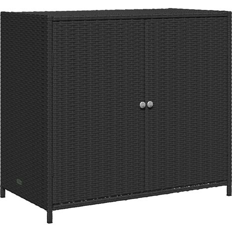 Armoire de rangement de jardin noir 83x45x76 cm résine tressée