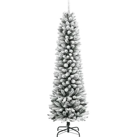 Sapin de Noël Arbre de Noël artificiel mince avec neige floquée 240 cm PVC/PE (1/5)