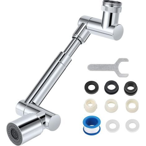 Rallonge de robinet rotatif 360° – Rotation 1440° – 2 modes de pulvérisation – Cuivre et acier inoxydable – Installation facile (1/5)