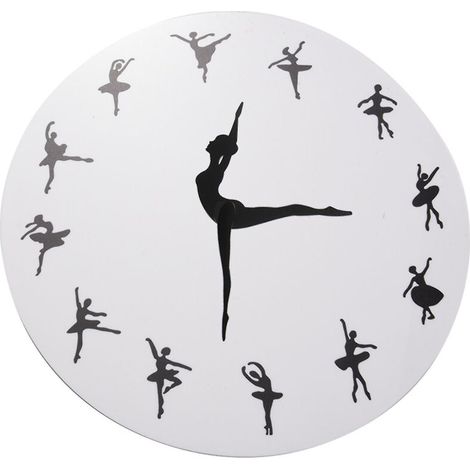 Charmante Wanduhr für ein Mädchenzimmer, moderne Wanduhr mit Darstellung einer Tänzerin und ihrer Hände. (1/5)