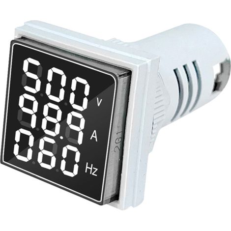 Indicateur 3 en 1 : courant alternatif, tension et fréquence Tête carrée de 22 mm Moniteur LED multifonction Caractéristiques : AC60-500V, 0-100A, 20-75Hz (1/5)