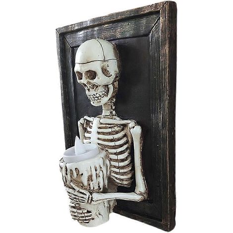 Halloween-LED-Lampe mit Totenkopf und Kerze – Tischdekoration für Halloween-Partys