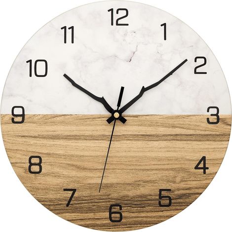 Orologio da parete moderno in metallo da 30 cm, grande, in marmo, silenzioso, senza ticchettio, per soggiorno, camera da letto, cucina, ufficio, casa (1/5)