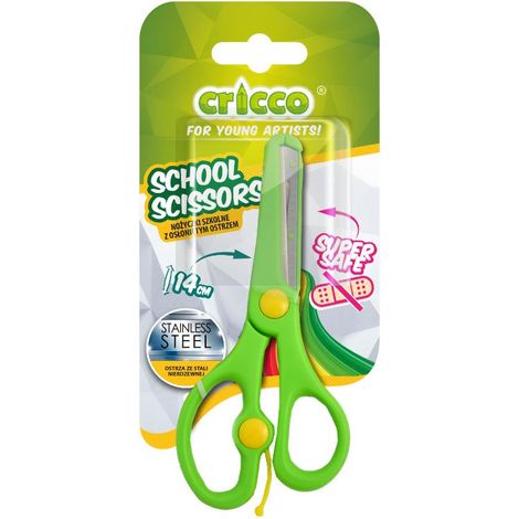 Forbici scolastiche Cricco con lama da 14 cm e fodero.