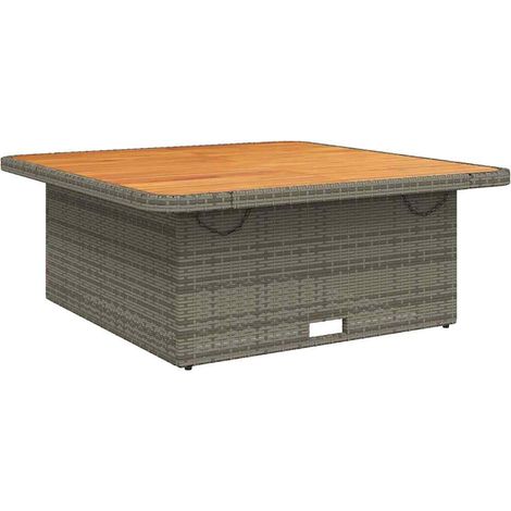 Garden Table Grey 110x110x71 cm Poly Rattan and Acacia Wood vidaXL