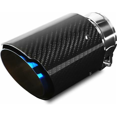 Points D'éChappement Tuyau D'éChappement De Voiture D'éChappement En Acier Inoxydable Et En Fibre De Carbone Brillante 89Mm (Sortie)