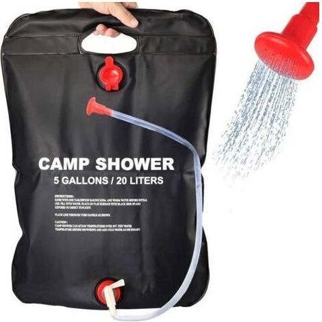 Sac de douche solaire de camping, douche de camping portable, 20L, adapté au camping en plein air, aux voyages (1/5)