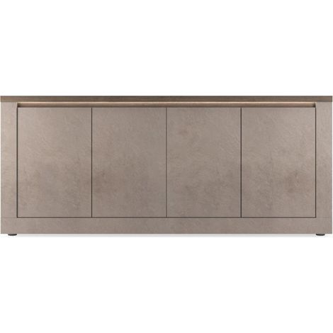 Buffet SASHA – 4 Türen mit LED – Bronze und Holzplatte Merkur