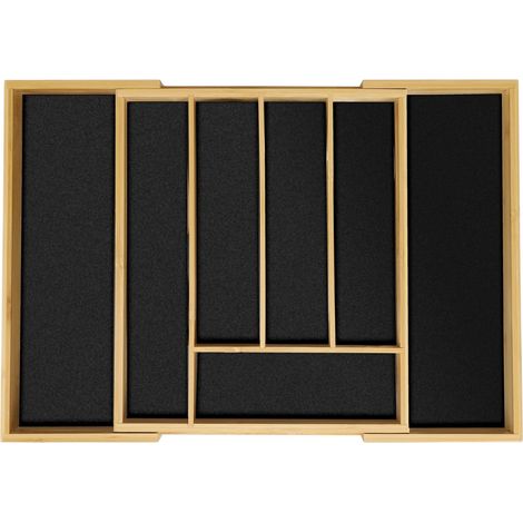 Cubertero extensible práctico y de diseño para cajón 33 x 30 x 7 cm de bambú negro 130014402 (1/4)