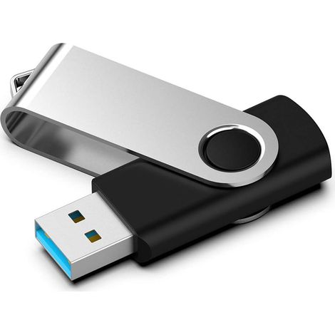 Clé USB 64Go Noire 3.0, Stick Photo, Mémoire Flash Haute Vitesse 80 Mo/s, Lecteur de Données, Pendrive avec Anneau Porte-Clés Rotatif, Stockage Portable (1/5)