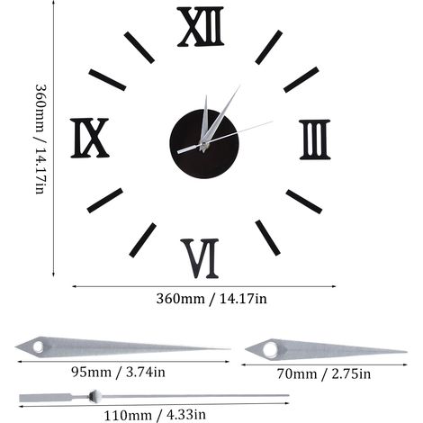 Horloge murale sans cadre à faire soi-même, horloge murale miroir 3D, stickers muraux silencieux pour salon, chambre, maison (1/5)
