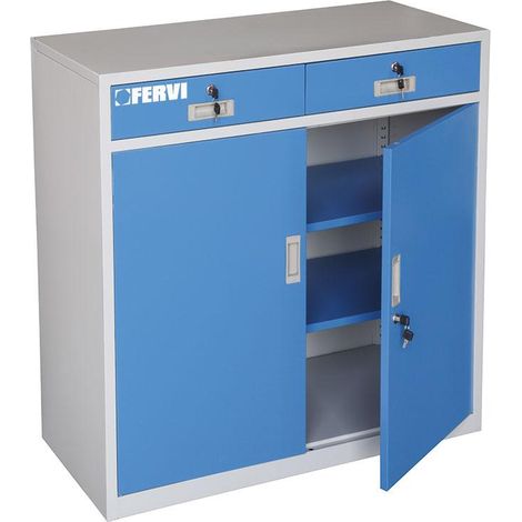 Werkstattschrank mit Turen 2 Schubladen und Schloss 100 x 46 x 100 cm Fervi a300