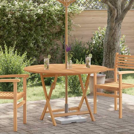 vidaXL Tavolo da Giardino Pieghevole Ø110x75 cm Legno Massello di Teak