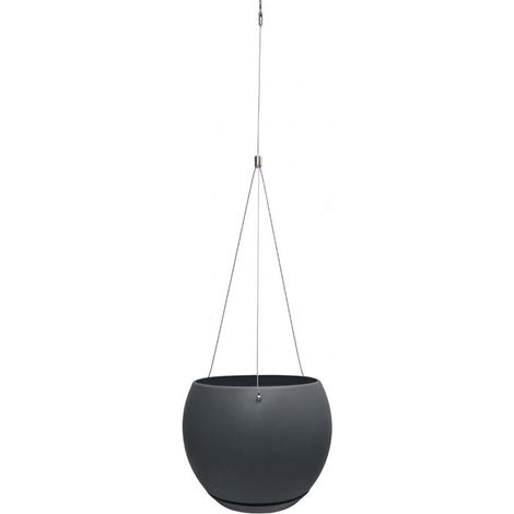 Suspension LUNE avec soucoupe clipsée et câble - Dim. 24 x 24 x 18 cm - Volume 6,5 L - Gris anthracite - EDA