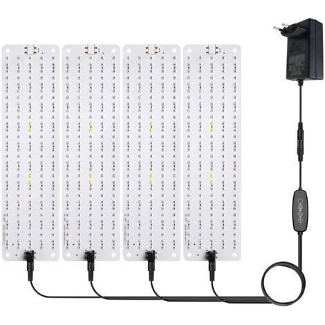 FENOPLASTICA46W Lampe de Croissance LED, 4pcs Lampe de Plante Spectre Complet, Lampe Horticole avec Minuterie 3/6/12H, Lampe de Culture avec 600 LED pour Plantes d'intérieur Semis Serre étagères de C (1/4)