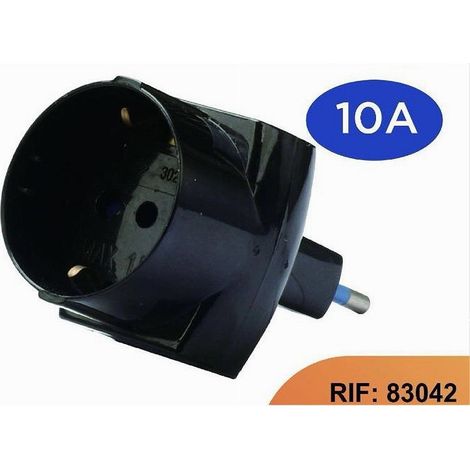 TrAdE Shop Traesio - Adattatore Spina 2p+t 10a 2 Presa 10a 2p+t 1 Presa Ita 10a/schuko 16a Nero 83042 - (1/4)