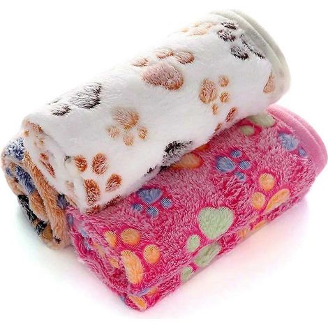 Couverture chaude imprimée paon (lot de 3) pour chien et chat, motif pattes de chien, polaire corail ultra douce. (1/5)