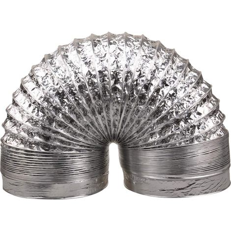 Tuyau d'évacuation d'air flexible en aluminium 100 mm 2 Résistant à la température Double couche d'aération Pour climatisation, sèche-linge, hotte aspirante, (1/5)