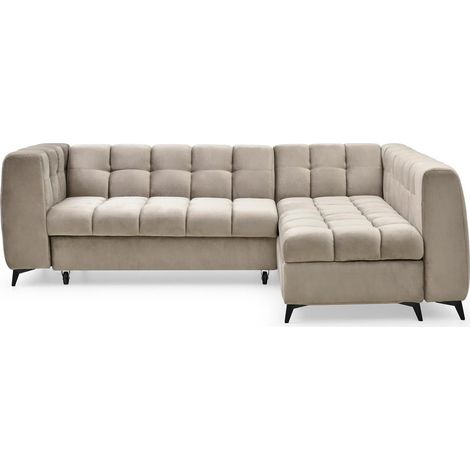 Canapé d'Angle Convertible 5 Places "Casey" 247cm Taupe