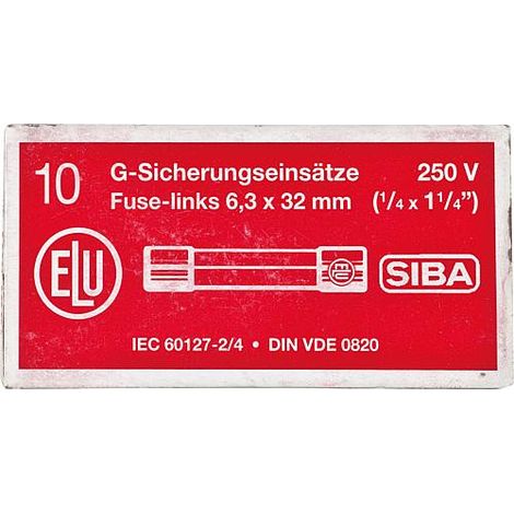 Fusible p courant faible 3,15 A a action instantanee 1 sachet de 10 pcs, 6,3 x 32mm