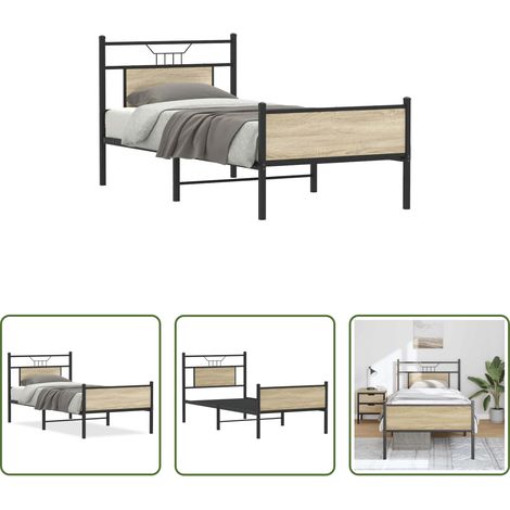 Sommier à lattes - Cadre de lit sans matelas chêne sonoma 80x200 cm (1/5)