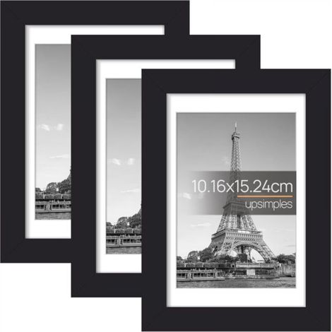 Set of 3 black PVC photo frames, 4x6", wall mount for posters and prints (card stock not included) (1/5)