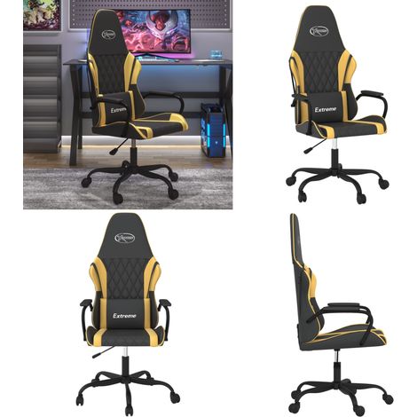 Gaming-Stuhl mit Massagefunktion Schwarz & Golden Kunstleder - Gaming-Stuhl - PC-Stuhl - Gamer Chair - Ergonomischer Stuhl - Schreibtischstuhl - Home & Living