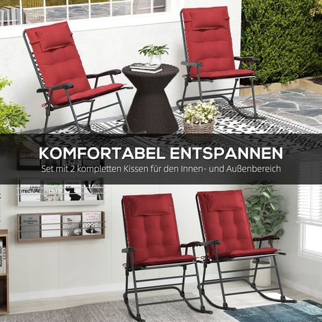 Lot de 2 coussins de relaxation imperméables pour chaises longues de jardin, 50 x 116 x 5 cm, couleur bordeaux (1/4)