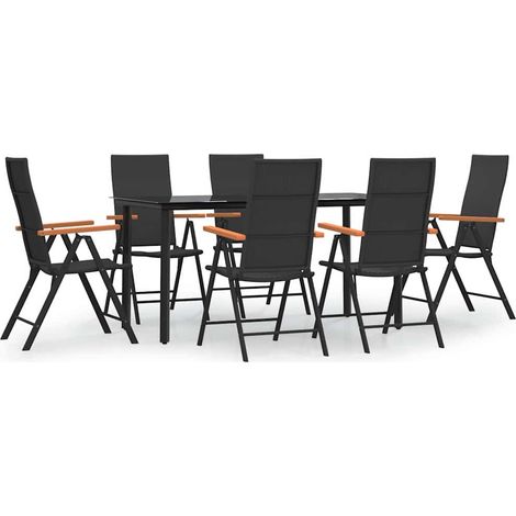 Maison Exclusive - Set da Pranzo da Giardino 7 pz Nero e Marrone in Polyrattan (1/5)