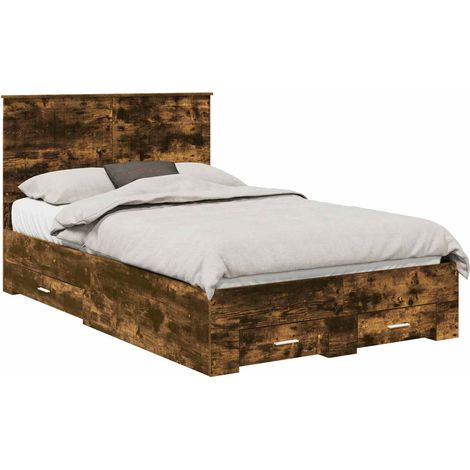 Struttura del letto Rovere fumé 120 x 200 cm Legno multistrato vidaXL