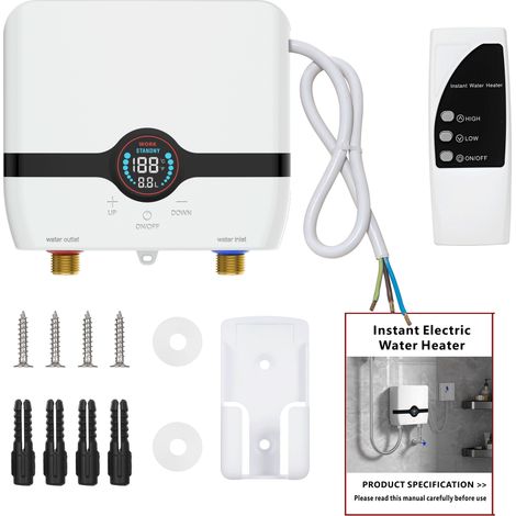 Scaldabagno elettrico istantaneo, mini 6500W, 220V, temperatura costante, con telecomando e display digitale (cablaggio necessario)