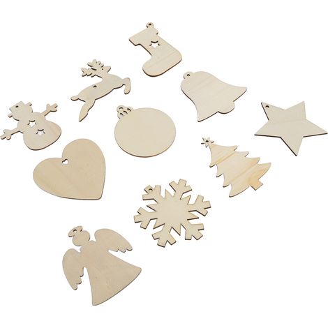 Ornements en Bois de Noël à Personnaliser - Kit Déco Maison et Sapin